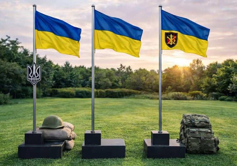 Встановлення флагштоків для поховань