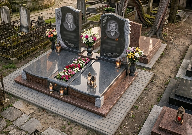 Подвійні пам'ятники з граніту та мармуру